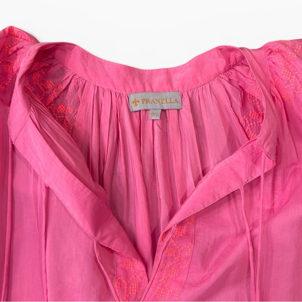 Pranella Pink Embroidered Tassel Boho Loose Fit Dress Size Small - Picture 3 of 12